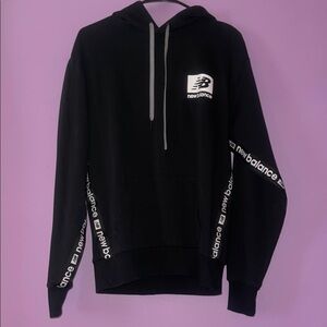 New Balance Black Sweater with Logo and Graphic Sleeves
